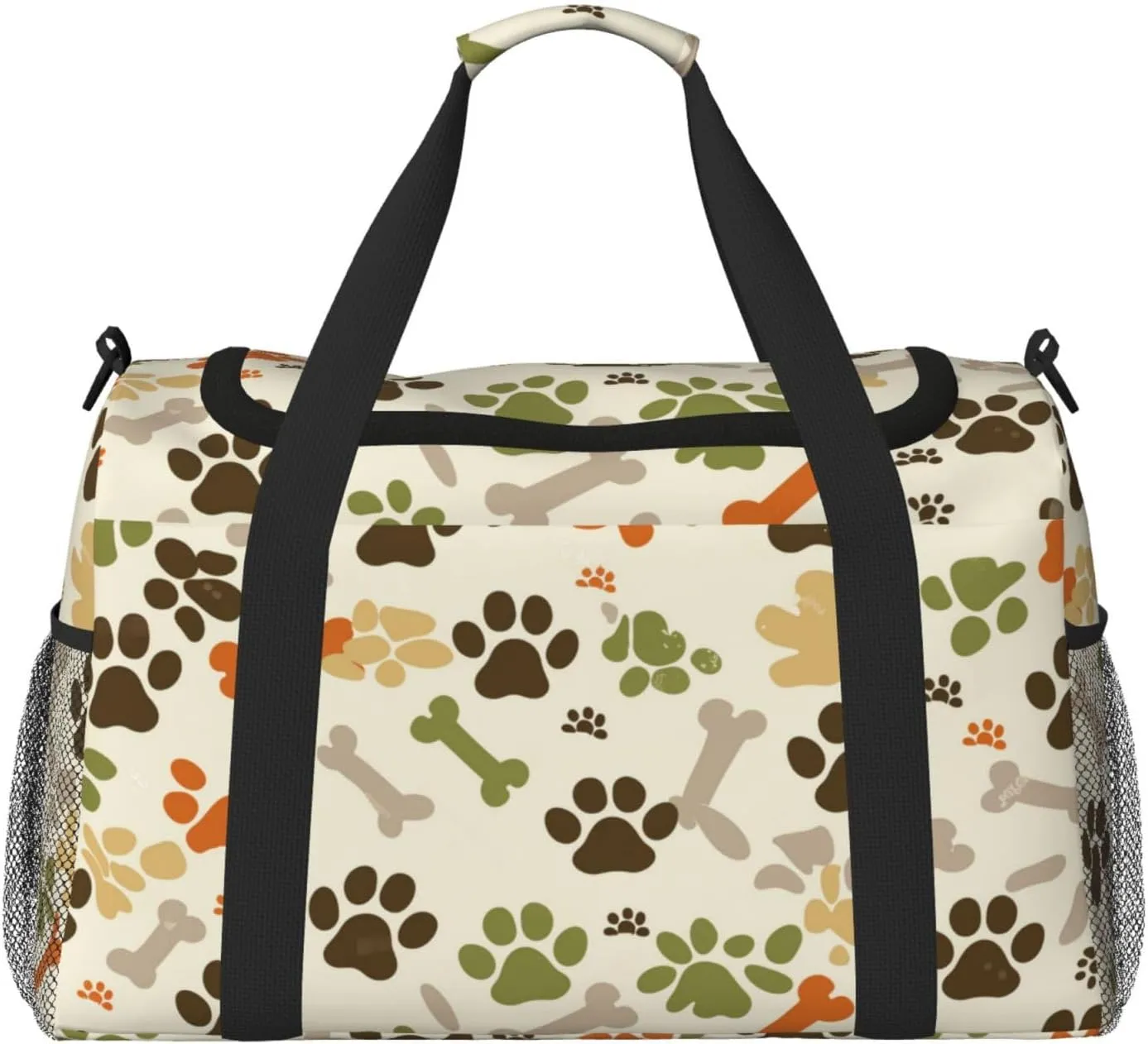 Dog Paw Prints Bones Duffle Bag Foldable Travel Tote Bag Carry On Large Weekender Overnight Bags Waterproof Gym Bag For Women Men