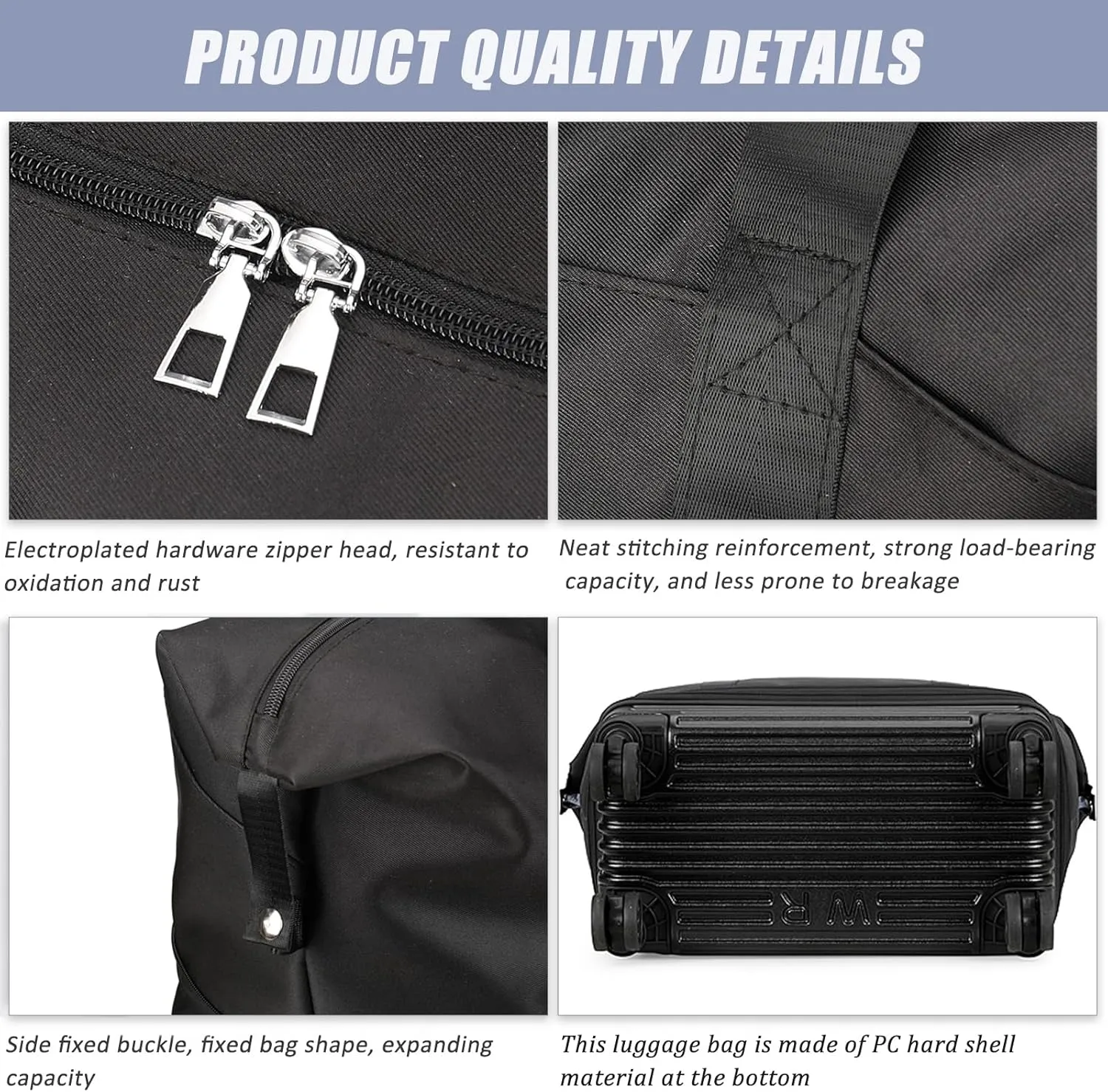 DOJUNS Duffle Bag with Wheels,Foldable Duffle Bag for Travel,Large Suitcases with Wheels,Foldable Travel Bag,Expandable Luggage,Carry on Luggage for Women Men (Dark blue)