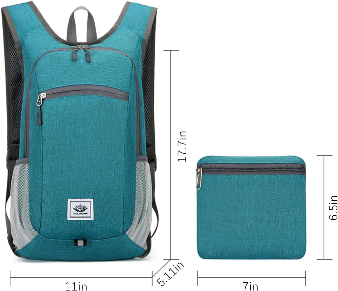 DOJUNS Hiking Backpack 15L Small Travel Backpack Lightweight Foldable Daypack Packable Camping Backpacks for Women Men (Green)