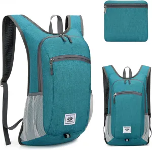 DOJUNS Hiking Backpack 15L Small Travel Backpack Lightweight Foldable Daypack Packable Camping Backpacks for Women Men (Green)