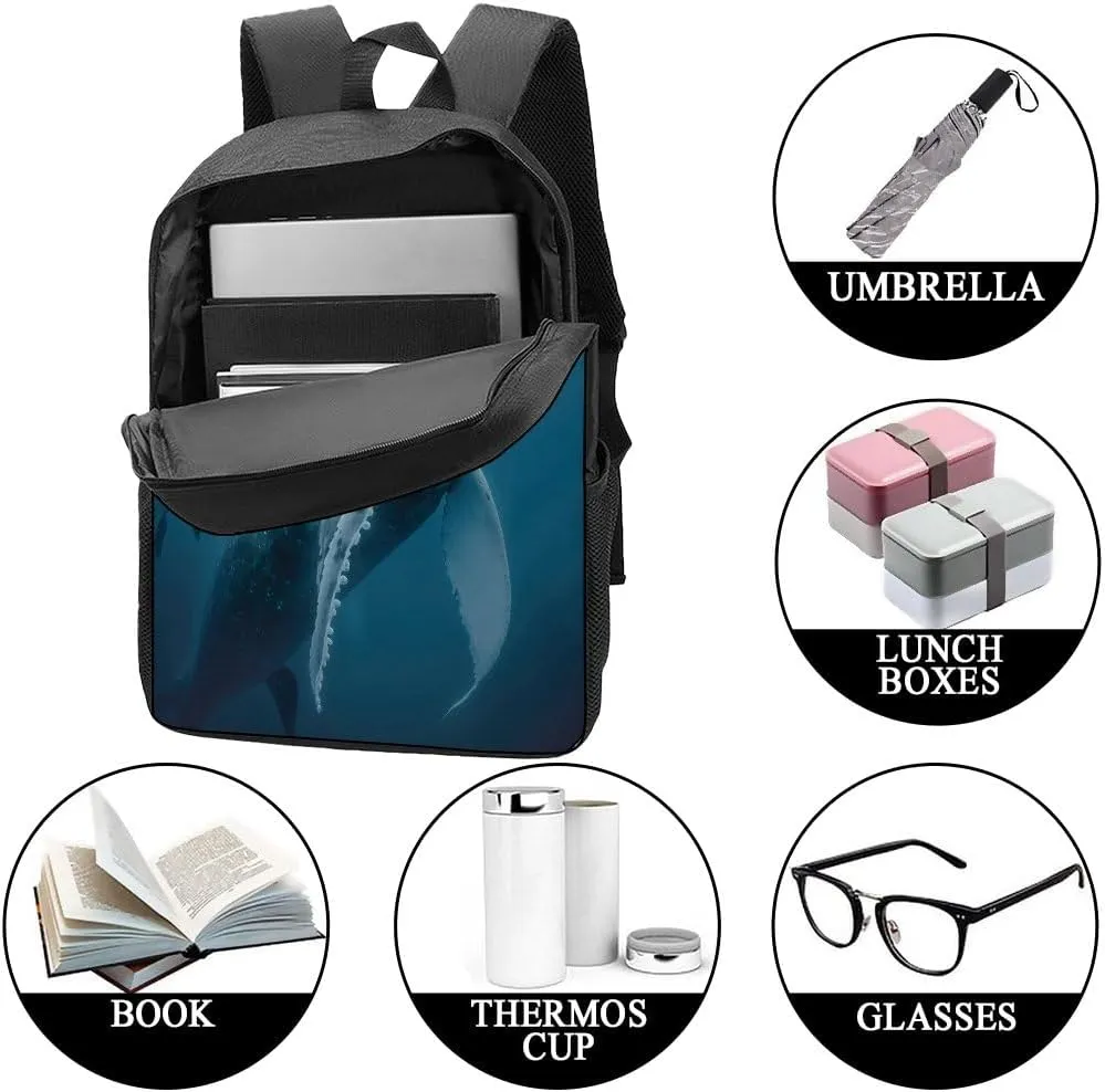 Dolphin Backpack Casual Daypack Wild Animal Print Laptop Bag Bookbag for Work Travel Hiking 17 Inch Style 1