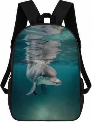 Dolphin Backpack Casual Daypack Wild Animal Print Laptop Bag Bookbag for Work Travel Hiking 17 Inch Style 1