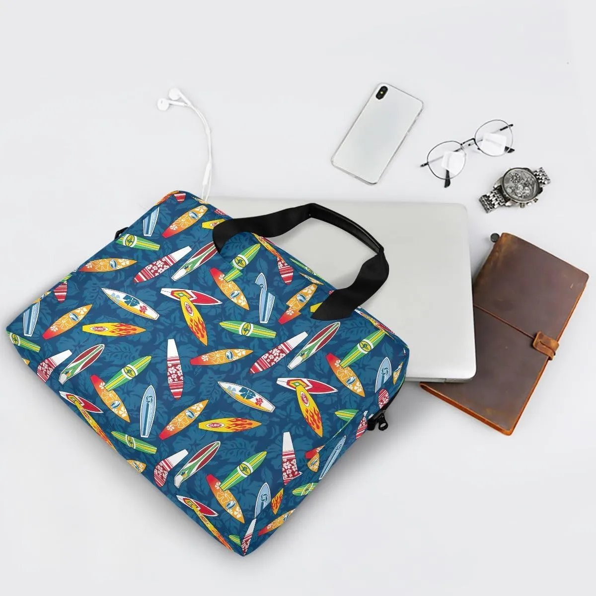 Doodle Flamingo Blue 15.6 Inch Laptop Bag Computer Briefcase Office Travel Business