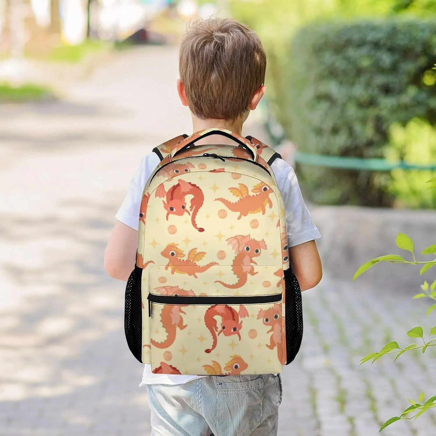 Dragon Backpack for Girls Boys, 16 Inch Backpacks for School, Cute, Adjustable Straps, Durable, Lightweight, Large Capacity Bookbag for Kids