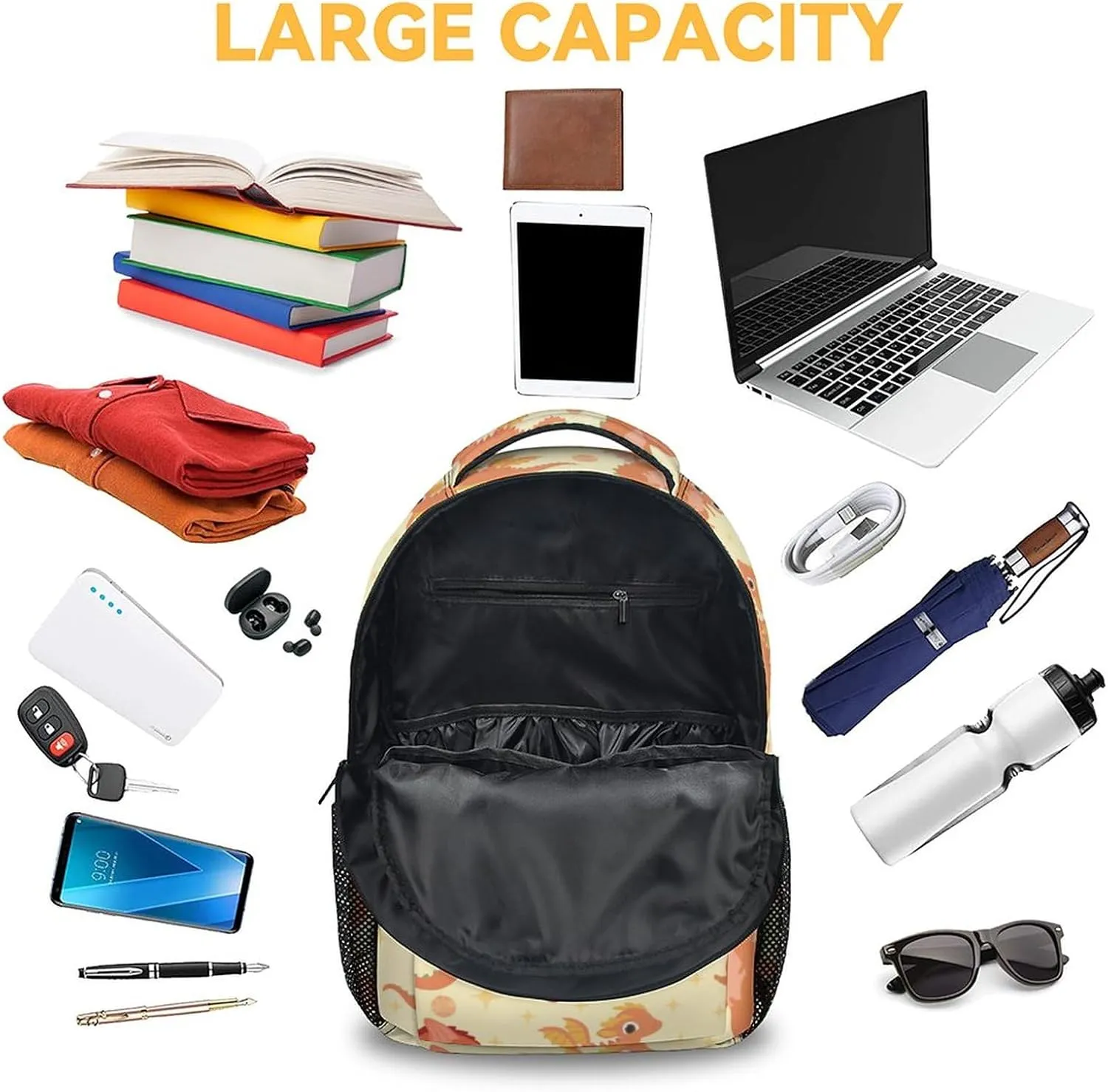 Dragon Backpack for Girls Boys, 16 Inch Backpacks for School, Cute, Adjustable Straps, Durable, Lightweight, Large Capacity Bookbag for Kids