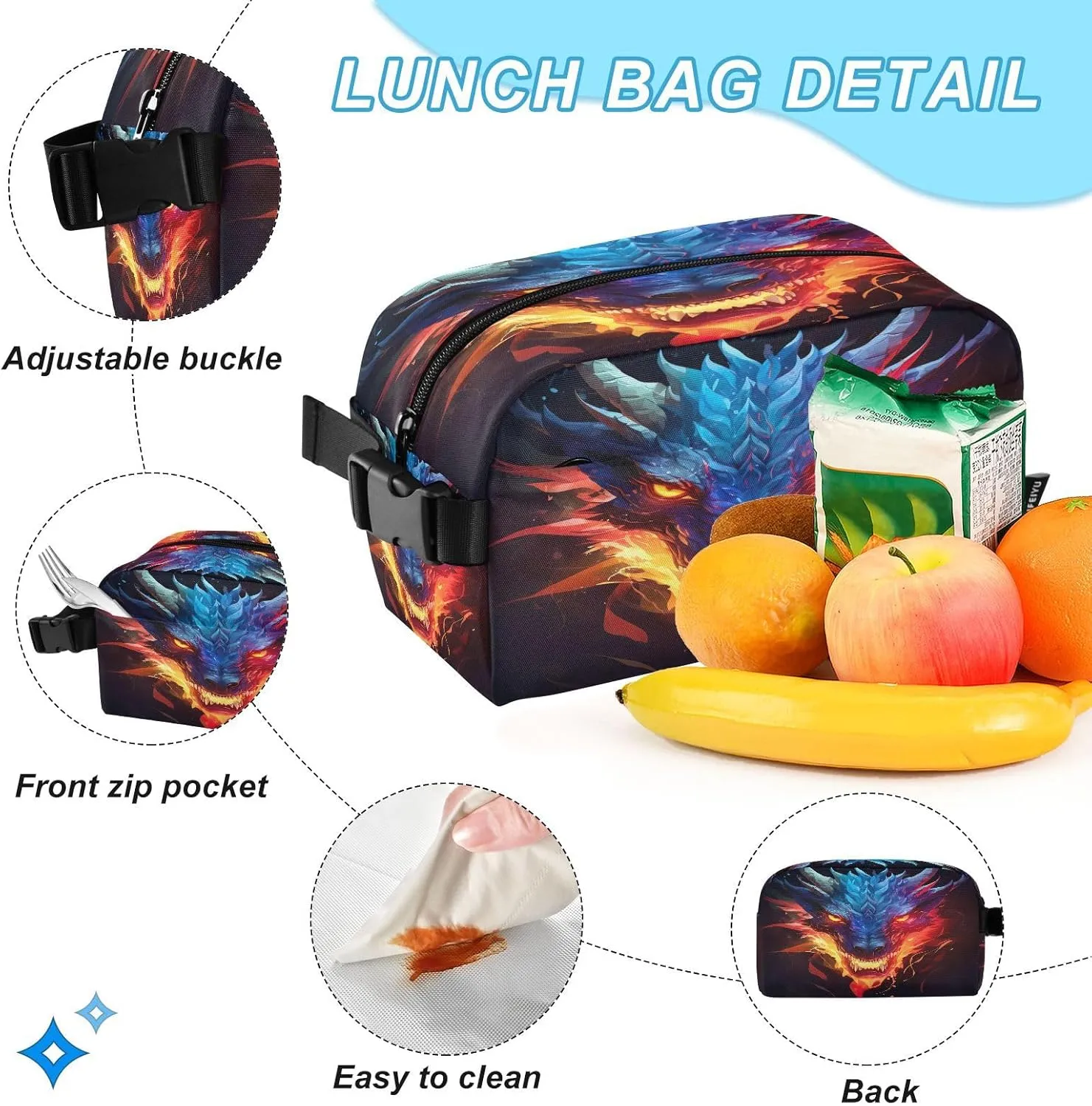 Dragon Kids Backpack for Girls Boys School Bookbag with Insulated Lunch Box for Elementary Students Middle School Teen Girls Backpacks