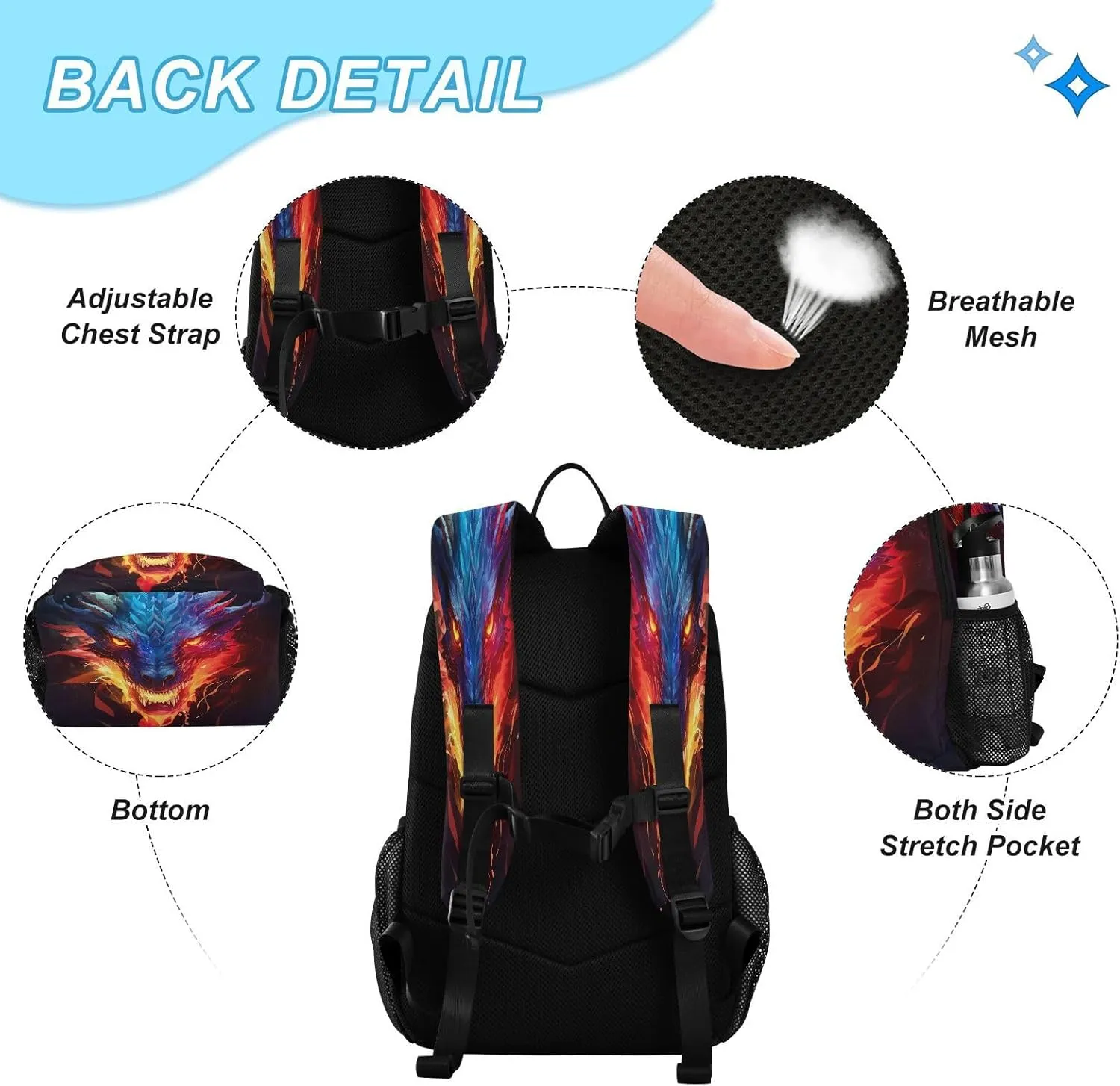 Dragon Kids Backpack for Girls Boys School Bookbag with Insulated Lunch Box for Elementary Students Middle School Teen Girls Backpacks