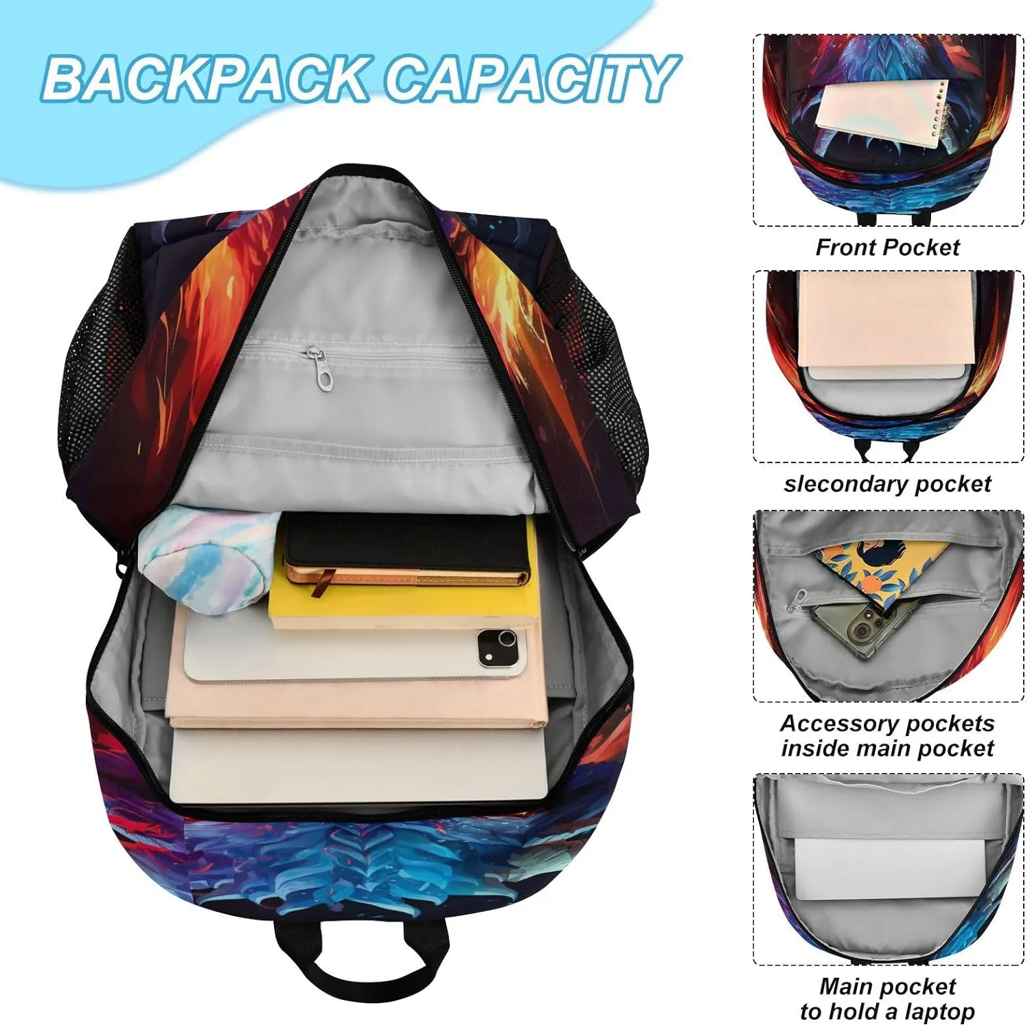 Dragon Kids Backpack for Girls Boys School Bookbag with Insulated Lunch Box for Elementary Students Middle School Teen Girls Backpacks