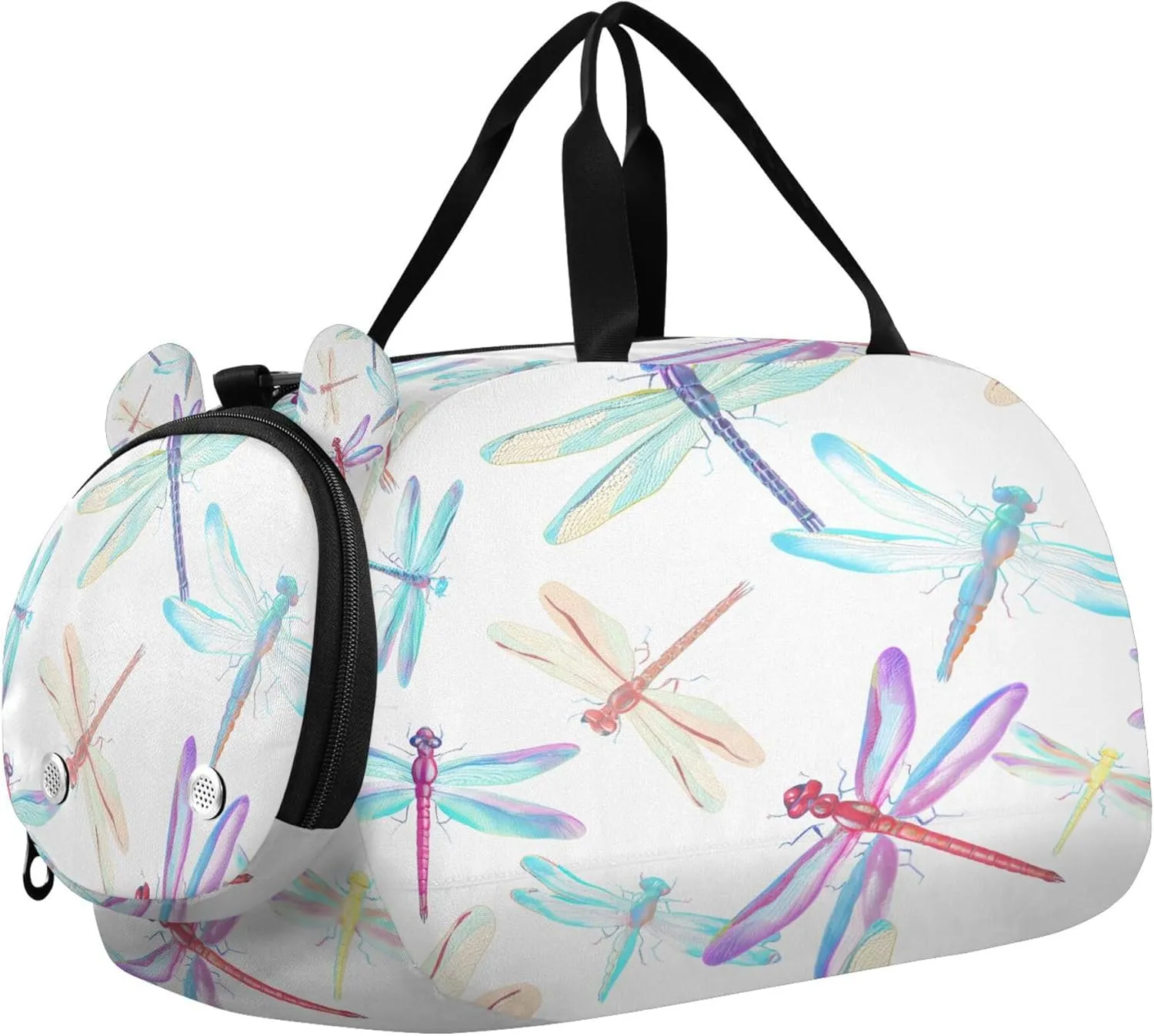 Dragonflies Kids Overnight Sports Duffel Bags with Shoe Compartment & Wet Pocket Travel Sport Gym Bag for Girls Boys