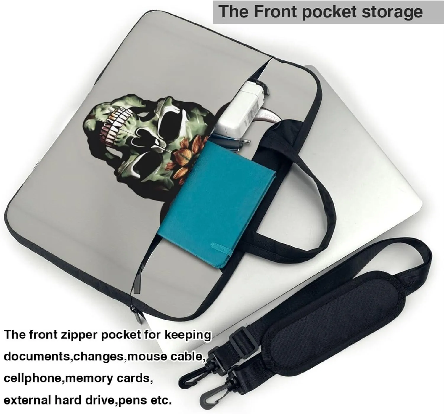 Dreamlike Purple Butterfly Print Notebook Computer Protective Carrying Cover With Pocket,13 Inch Laptop Shoulder Bag