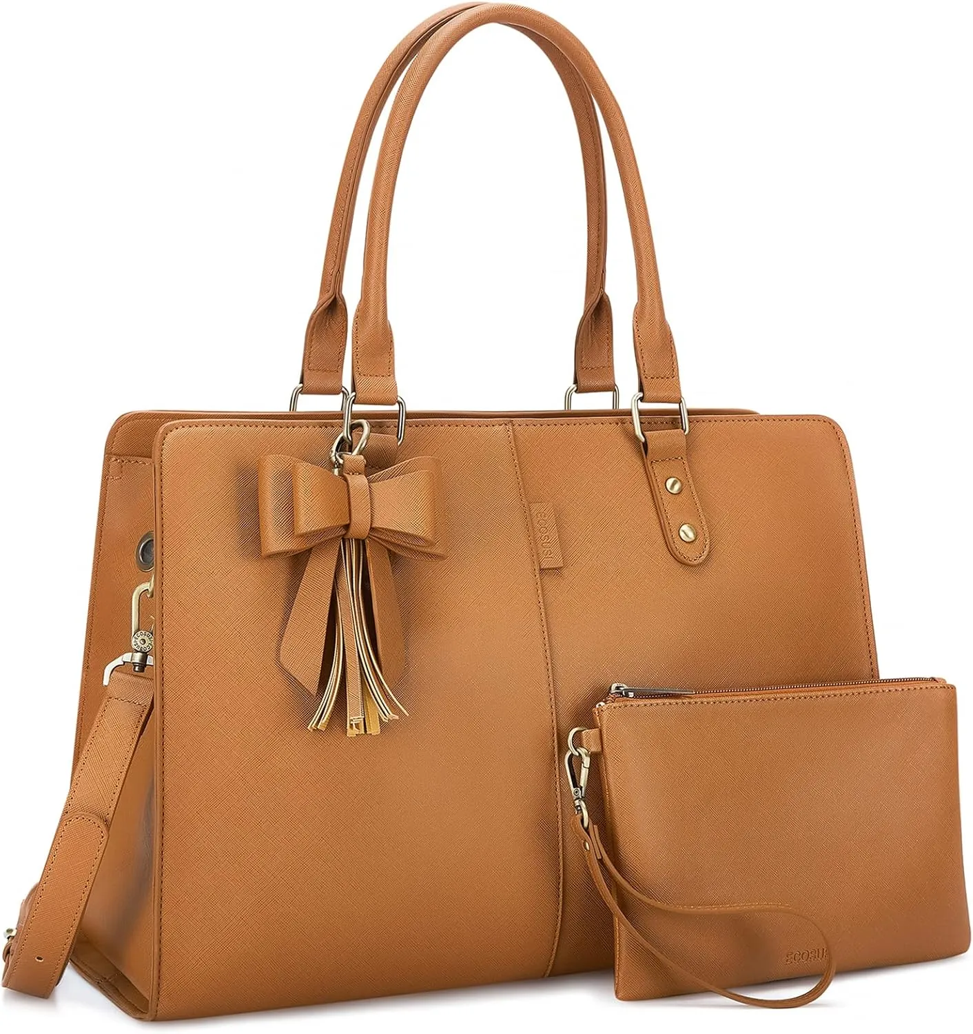 ECOSUSI Laptop Tote Bag Laptop Bag 15.6 inch Work Shoulder Briefcase Computer Messenger with Clutch Satchel Handbag 2 PCS Set