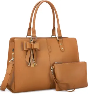 ECOSUSI Laptop Tote Bag Laptop Bag 15.6 inch Work Shoulder Briefcase Computer Messenger with Clutch Satchel Handbag 2 PCS Set