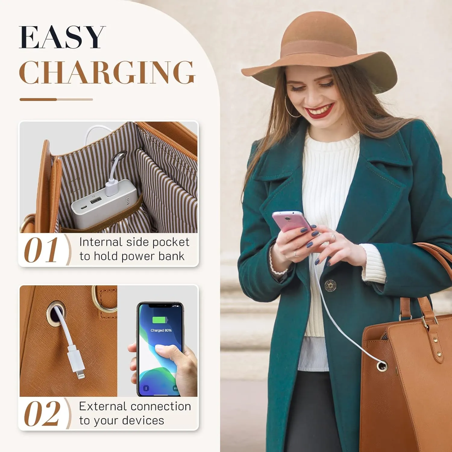 ECOSUSI Laptop Tote Bag Laptop Bag 15.6 inch Work Shoulder Briefcase Computer Messenger with Clutch Satchel Handbag 2 PCS Set