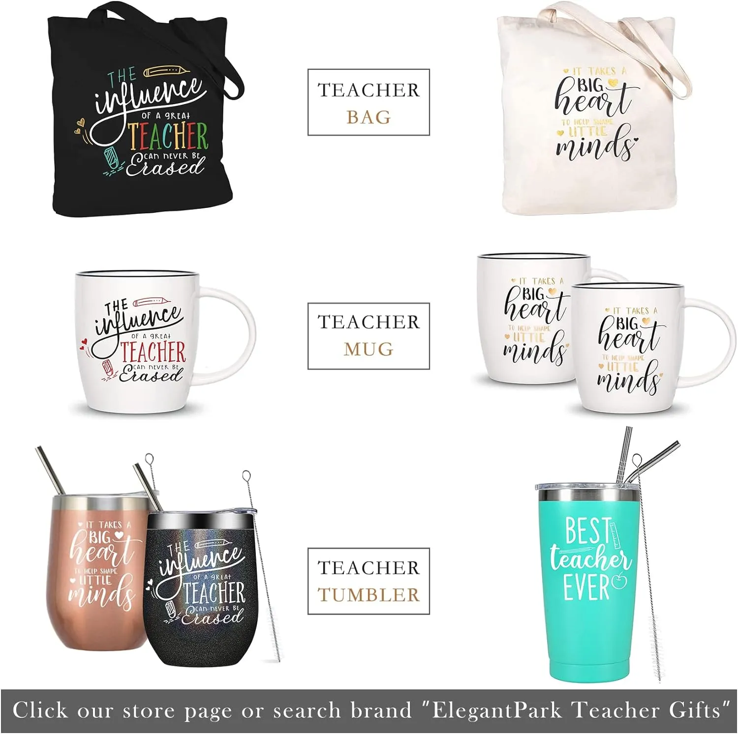 ELEGANTPARK Teacher Gifts for Valentines Graduation Thanksgiving Christmas Teacher Appreciation Gifts for Women in Bulk Canvas Tote Bag with Pocket Black and Ivory 2 Pcs