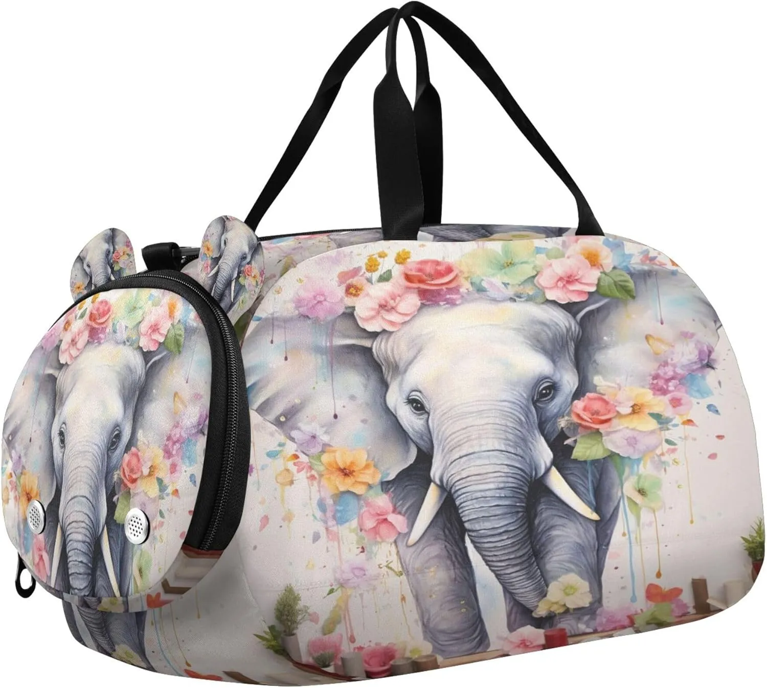 Elephant Kids Overnight Sports Duffel Bags with Shoe Compartment & Wet Pocket Travel Sport Gym Bag for Girls Boys