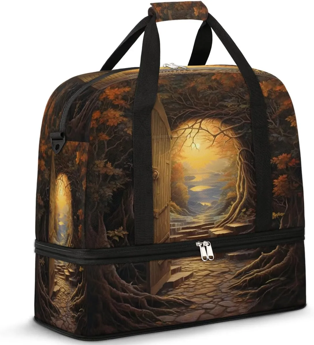 Enchanted Gateway Travel Duffel Bag, Travel Essentials, Gym Bag for Women, Weekender Overnight Bag With Shoes Compartment, Carry On Bags for Airplanes