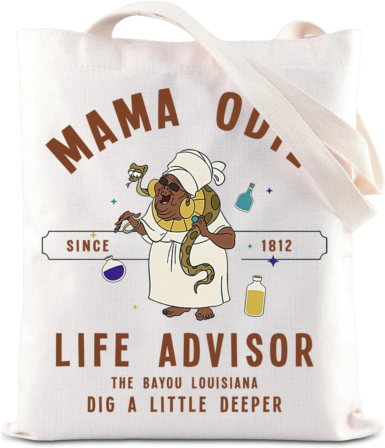 ENSIANTH Frog Kingdom Inspired Gift Mama Odie Life Advisor Tote Bag Tiana Princess Lover Gift Queen Shoulder Bag