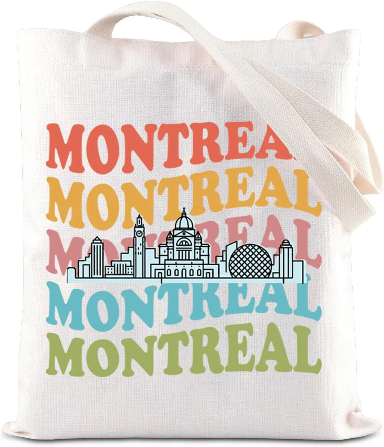 ENSIANTH Montreal Skyline Line Tote Bag Canada City Vacation Souvenir Canadian Reusable Shoulder Bag Montreal Cityscape Gift