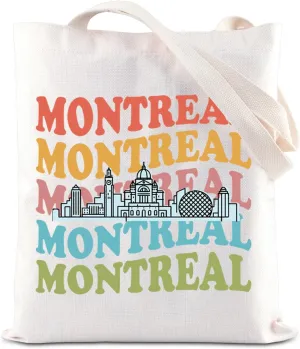 ENSIANTH Montreal Skyline Line Tote Bag Canada City Vacation Souvenir Canadian Reusable Shoulder Bag Montreal Cityscape Gift