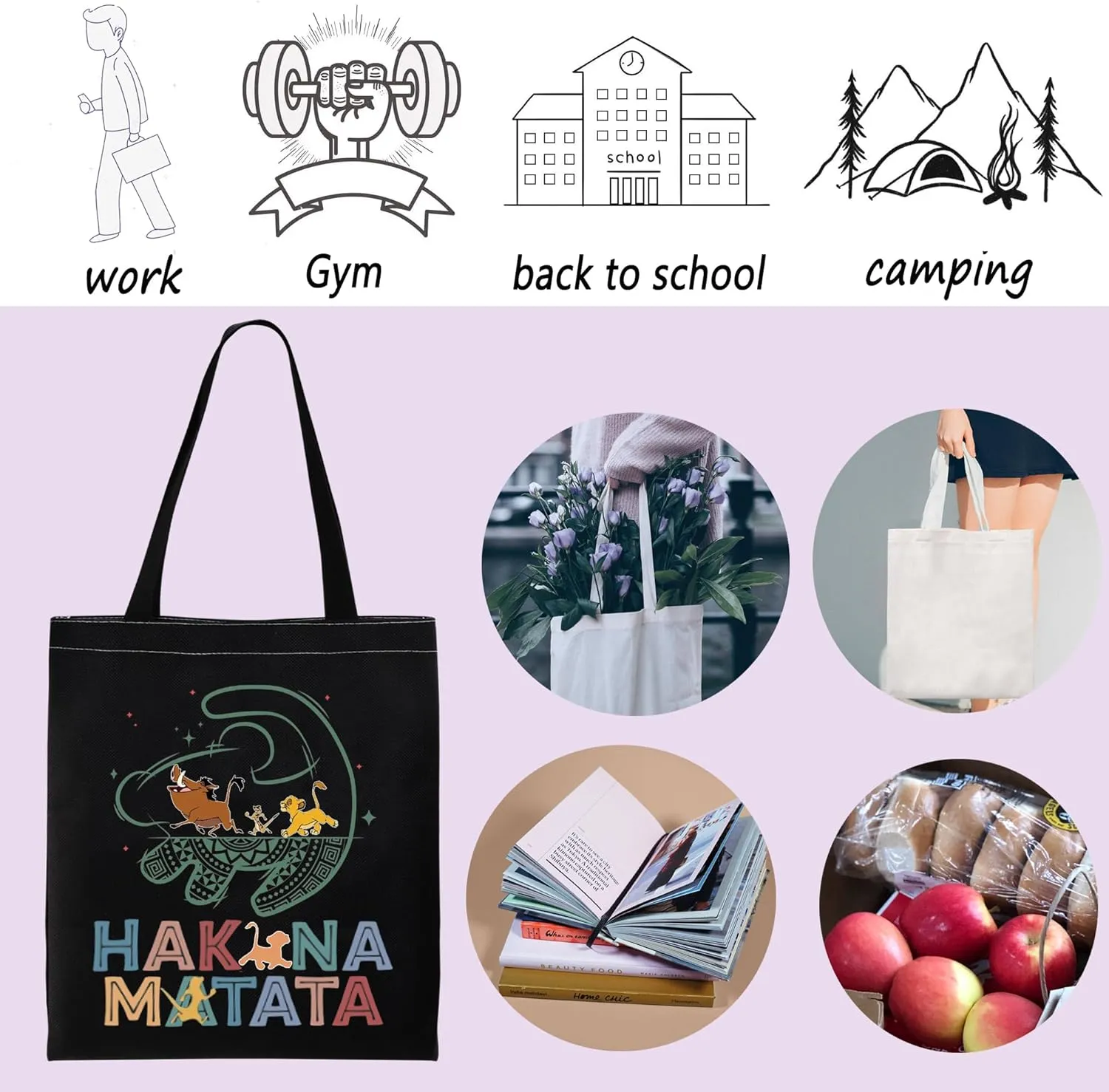 ENSIANTH The Lion Inspire Gift Lion lover Tote Bag Animal Kingdom Gift Cartoon Fans Handbag Animal King Movie Merch