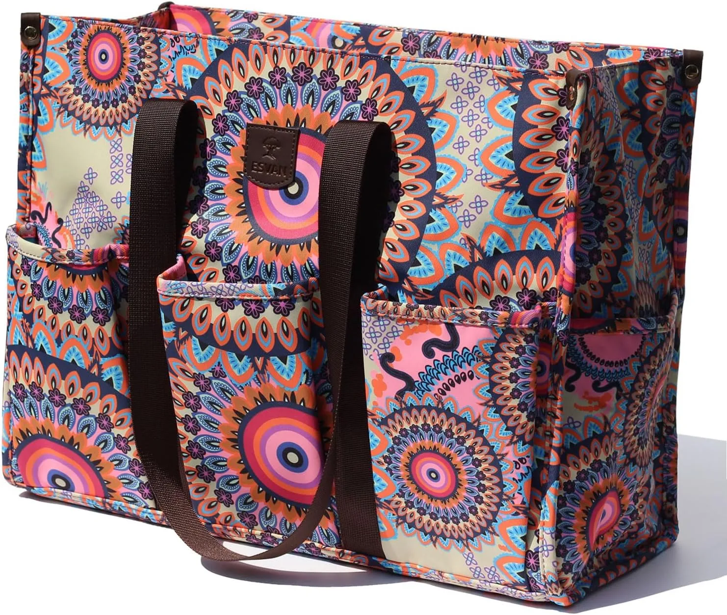 ESVAN Utility Tote Bag with Zip Top Waterproof Teacher Tote Bag for Teacher Work Women Beach
