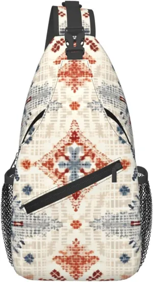 Ethnic Boho Floral Sling Bag Crossbody Bag for Men Women, Daypack Chest Backpack Shoulder Bag for Travle Hiking
