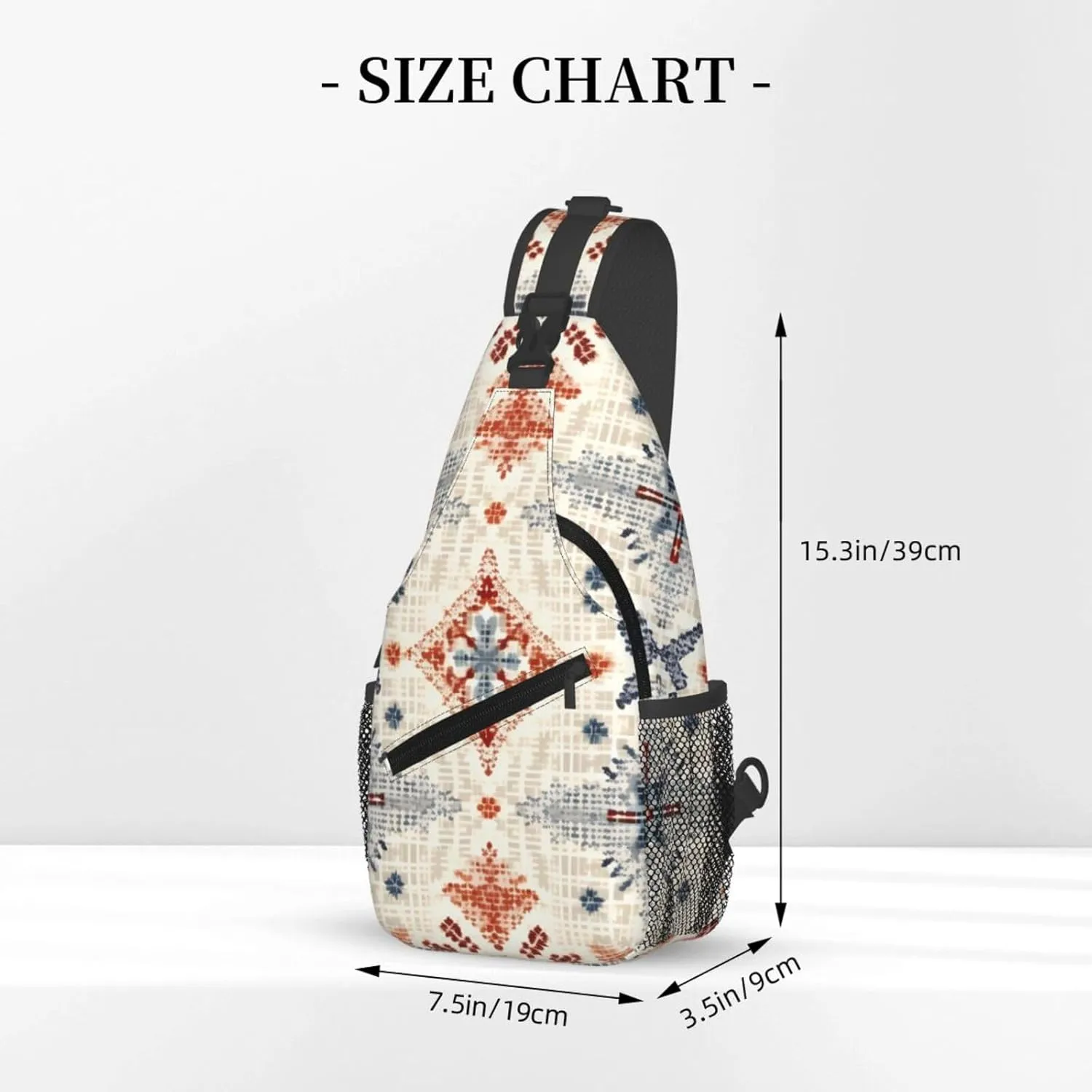 Ethnic Boho Floral Sling Bag Crossbody Bag for Men Women, Daypack Chest Backpack Shoulder Bag for Travle Hiking