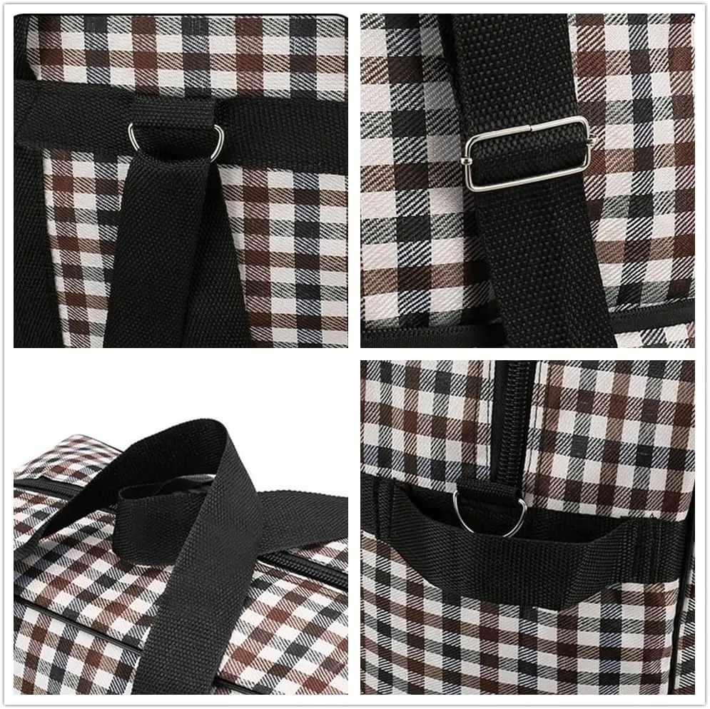 Expandable Extra Large Travel Oxford Duffel Bag with Wheels Waterproof Lightweight Traveling Foldable Suitcase (Grid Oxford, L - 6 wheels)