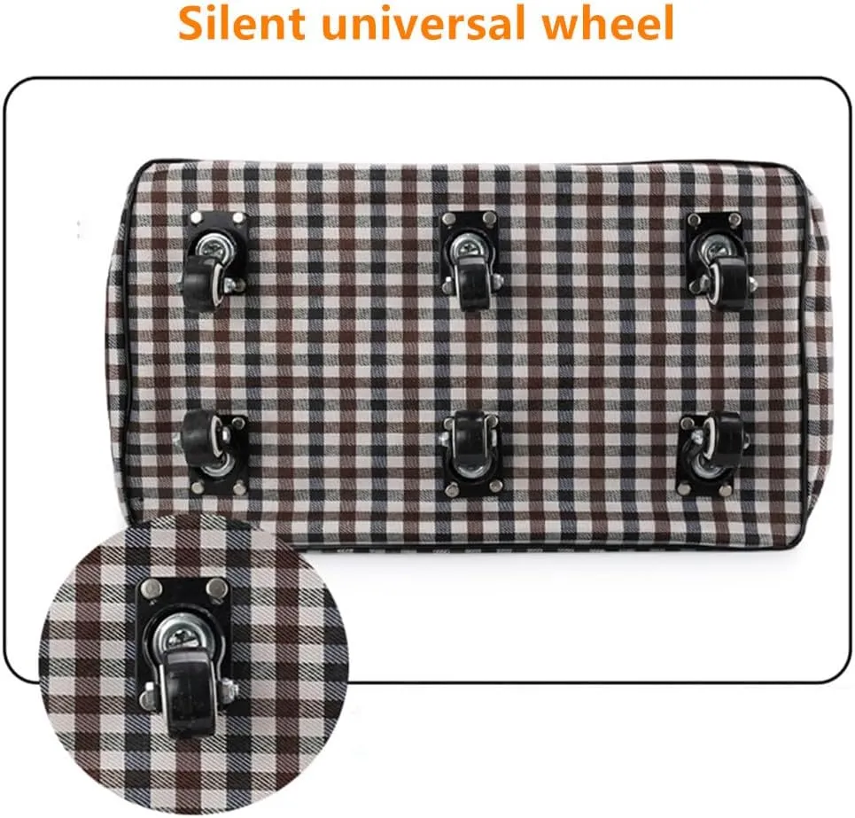 Expandable Extra Large Travel Oxford Duffel Bag with Wheels Waterproof Lightweight Traveling Foldable Suitcase (Grid Oxford, L - 6 wheels)