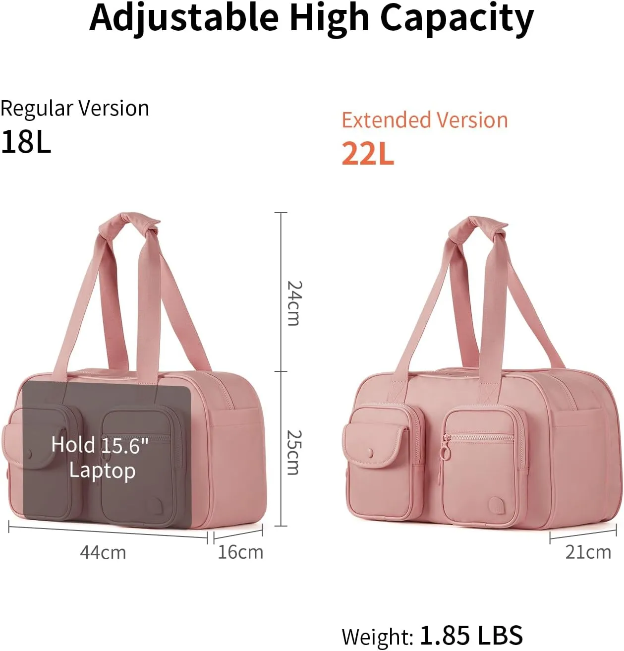 Expandable Travel Duffel Bag, Pink Duffle Bag for Travel with Wet Pocket, Carry on Weekender Bags for Men Women, Water Resistant Gym Duffel Bag Sport Bag