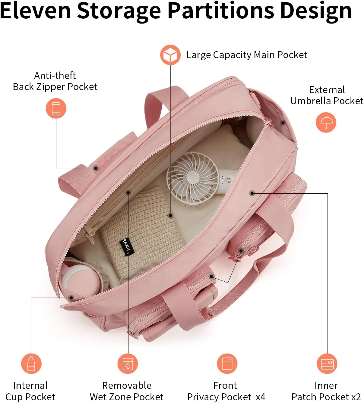 Expandable Travel Duffel Bag, Pink Duffle Bag for Travel with Wet Pocket, Carry on Weekender Bags for Men Women, Water Resistant Gym Duffel Bag Sport Bag