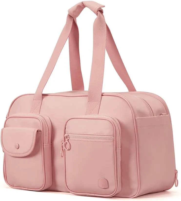 Expandable Travel Duffel Bag, Pink Duffle Bag for Travel with Wet Pocket, Carry on Weekender Bags for Men Women, Water Resistant Gym Duffel Bag Sport Bag