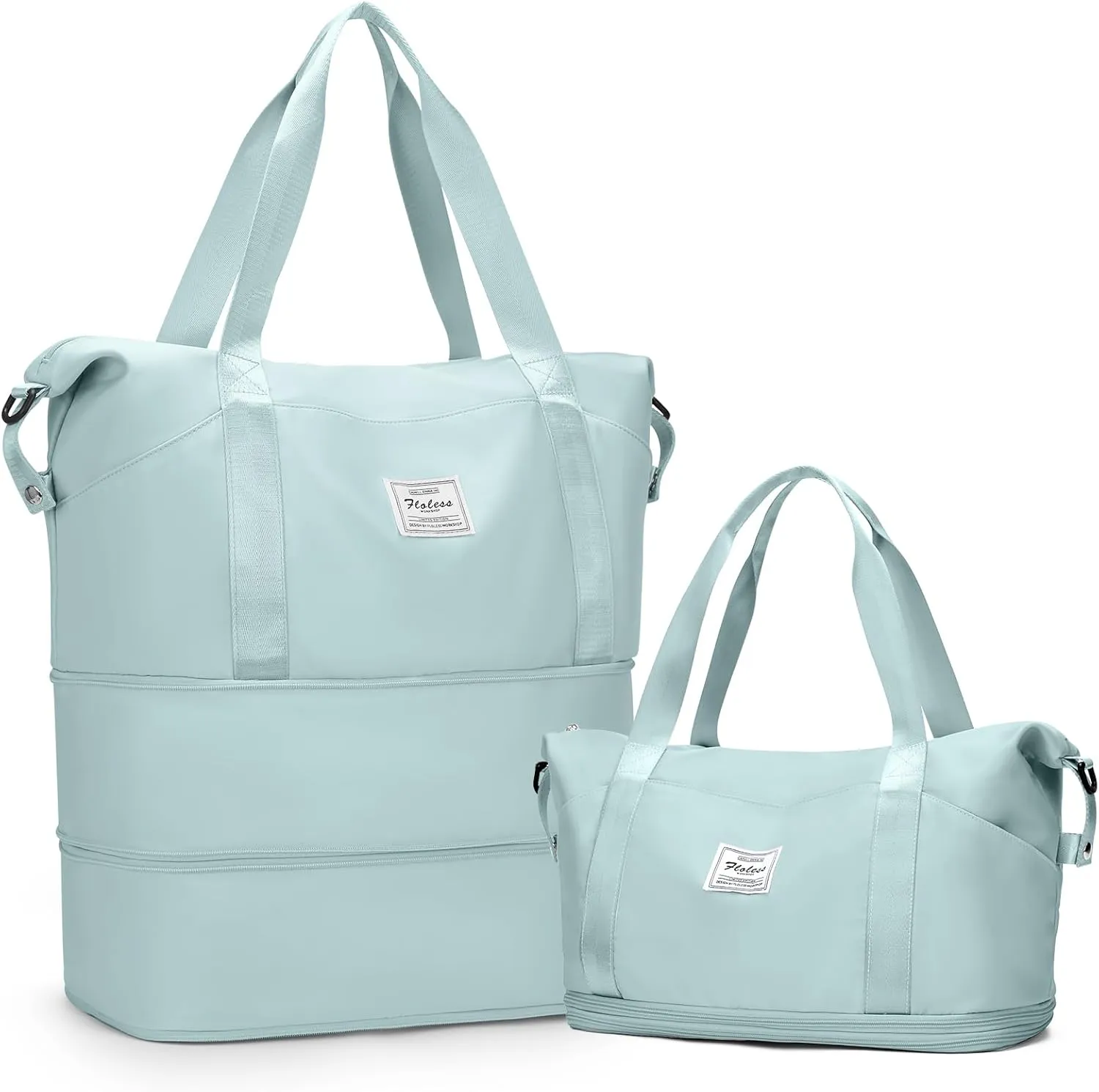 Expandable Travel Duffle Bag for Women Men, Large Gym Bag Travel Tote Bags, Waterproof Carry On Personal Item Bag Airline Approved, Overnight Workout Weekender Bag with Luggage Sleeve, Light Blue