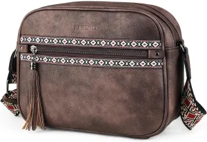 FADEON Crossbody Bags for Women Designer Vegan Leather Crossbody Purse Multi-pocket Medium Shoulder Bag with Card Slots