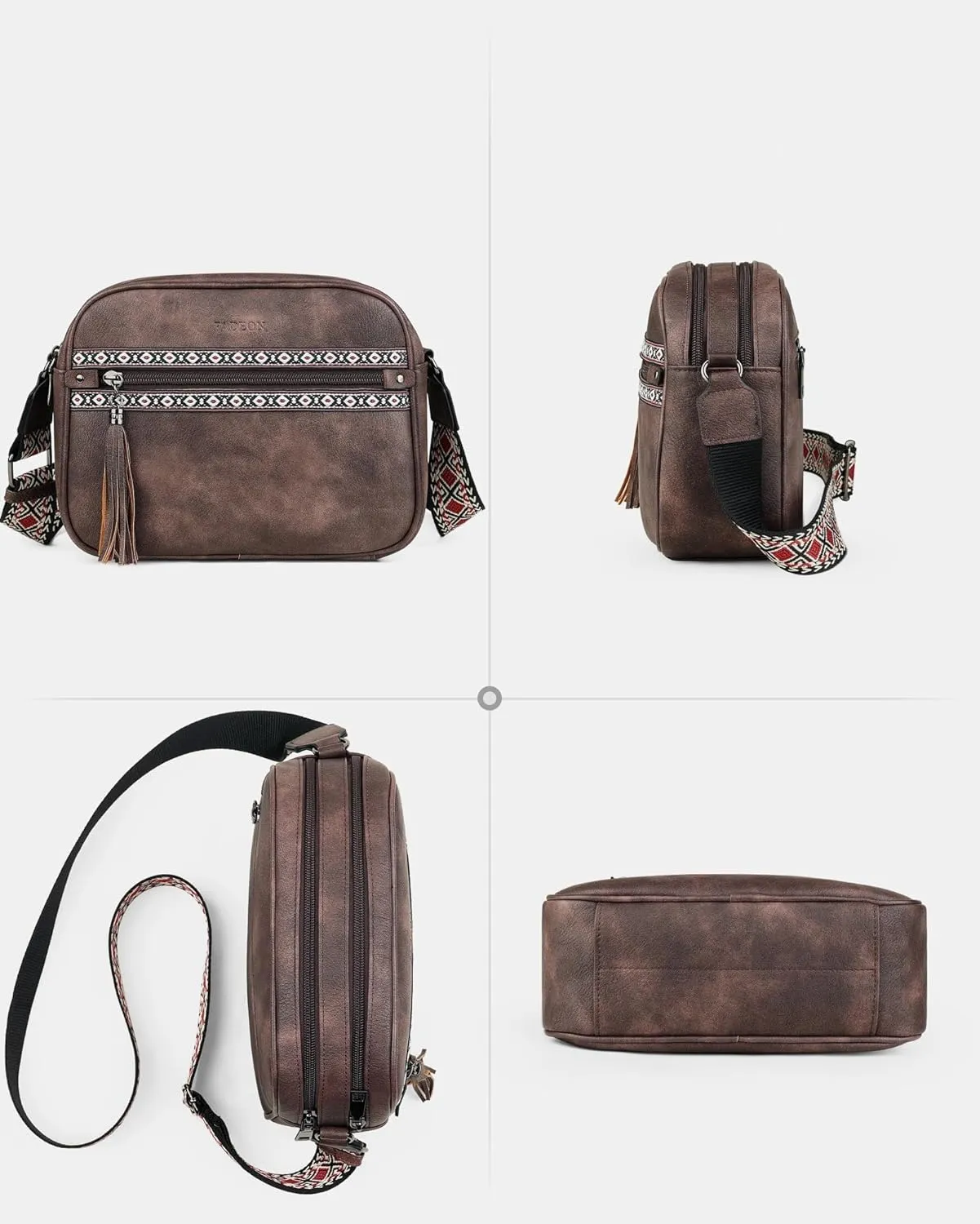 FADEON Crossbody Bags for Women Designer Vegan Leather Crossbody Purse Multi-pocket Medium Shoulder Bag with Card Slots
