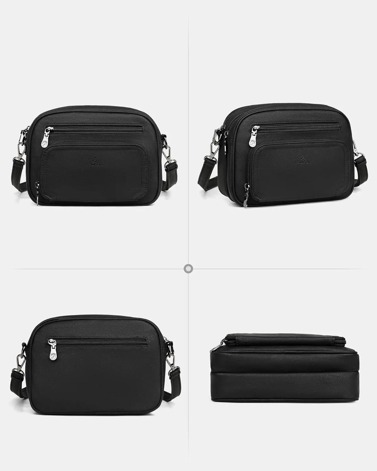 FADEON Crossbody Bags for Women Multi-pocket Leather Crossbody Purses, Designer Shoulder Bag Adjustable Removable Strap