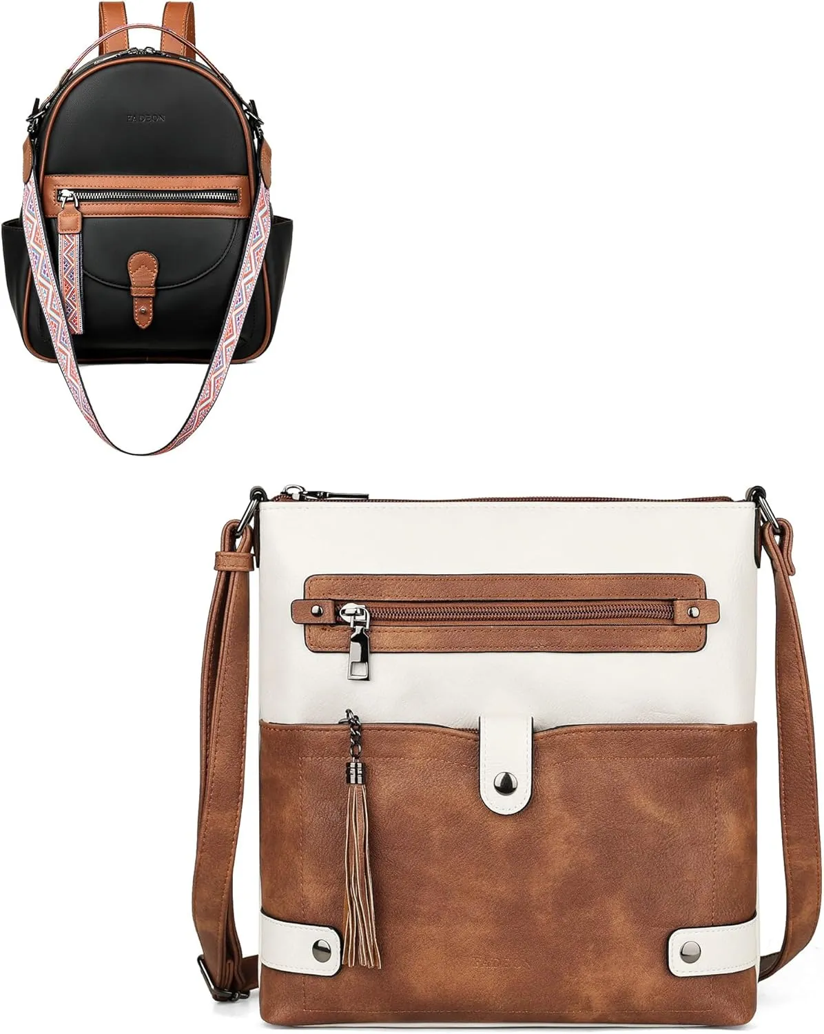FADEON Crossbody Purse for Women Multi Pockets Cross Body Bag and Mini Backpack Purse