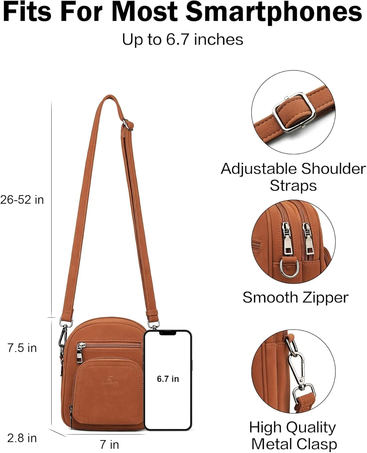 FADEON Small Purses for Women Crossbody Bags, Designer PU Leather Mini Cross Body Purse Travel Shoulder Bag Card Slots