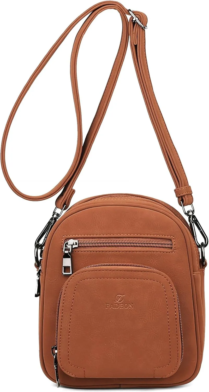 FADEON Small Purses for Women Crossbody Bags, Designer PU Leather Mini Cross Body Purse Travel Shoulder Bag Card Slots