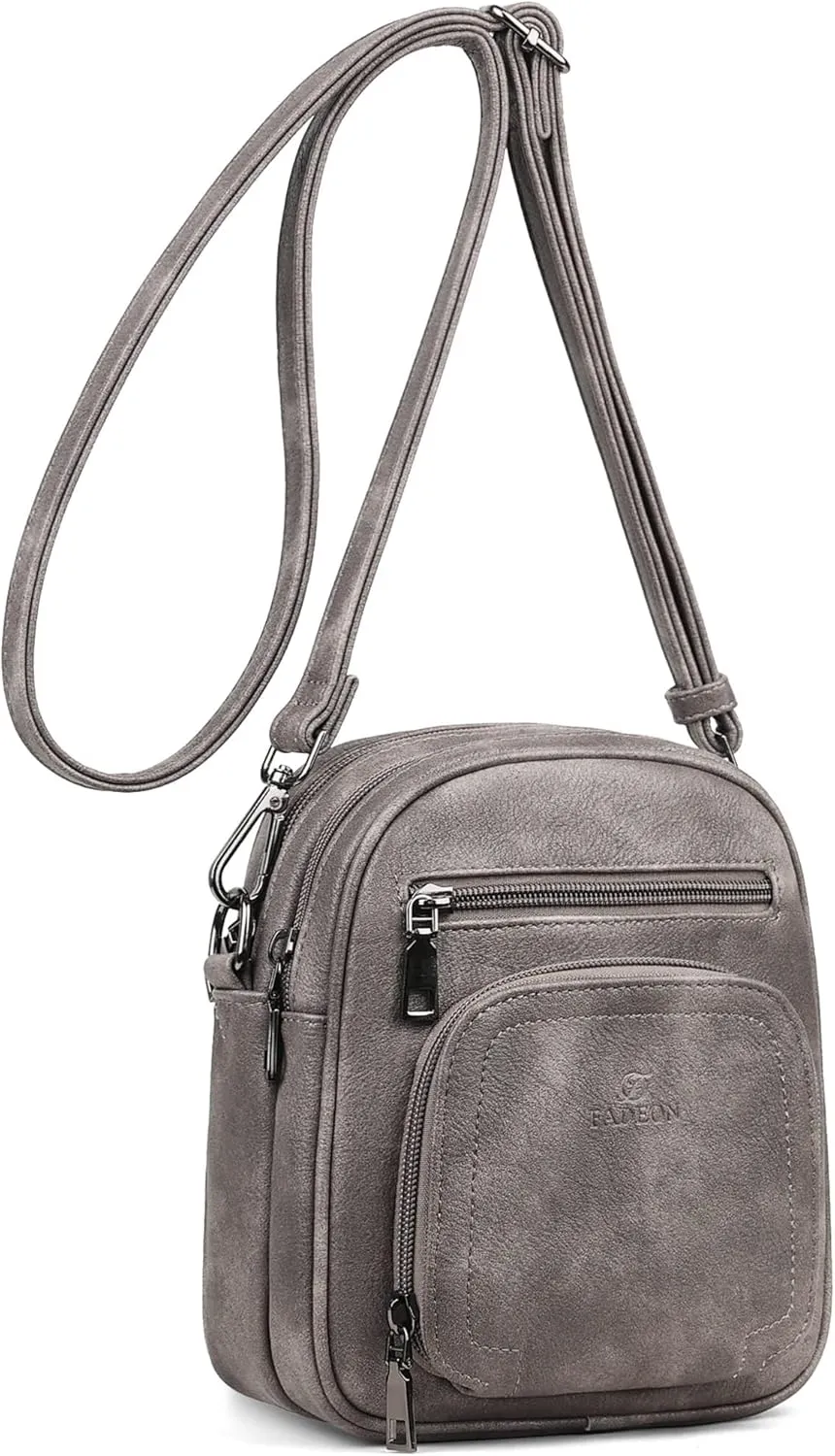 FADEON Small Purses for Women Crossbody Bags, Designer PU Leather Mini Cross Body Purse Travel Shoulder Bag Card Slots