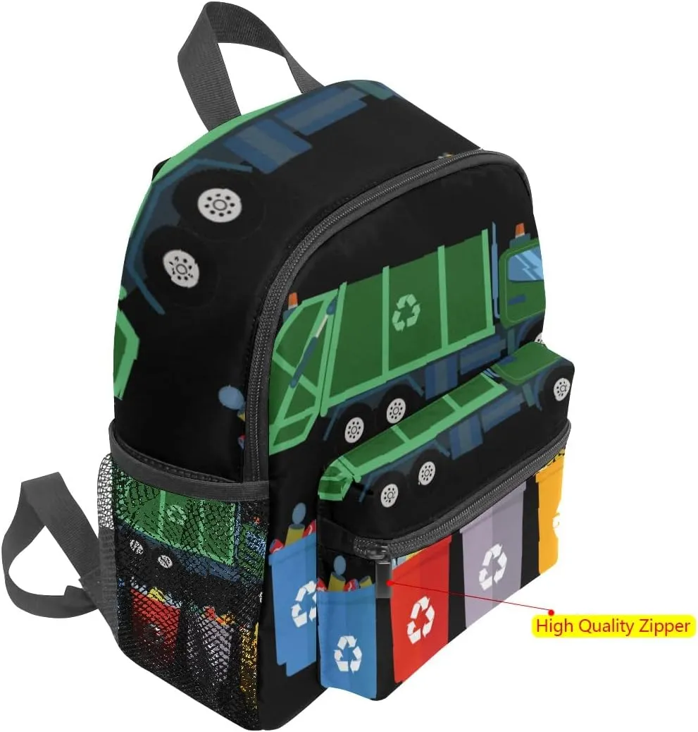 FCZ Kids School Bag Girls Boys Preschool Toddler Backpack for Boy Girl Lightweight Shoulder Book Bag for Kids Perfect Back Pack for Toddler to Kindergarten Garbage Truck Trash