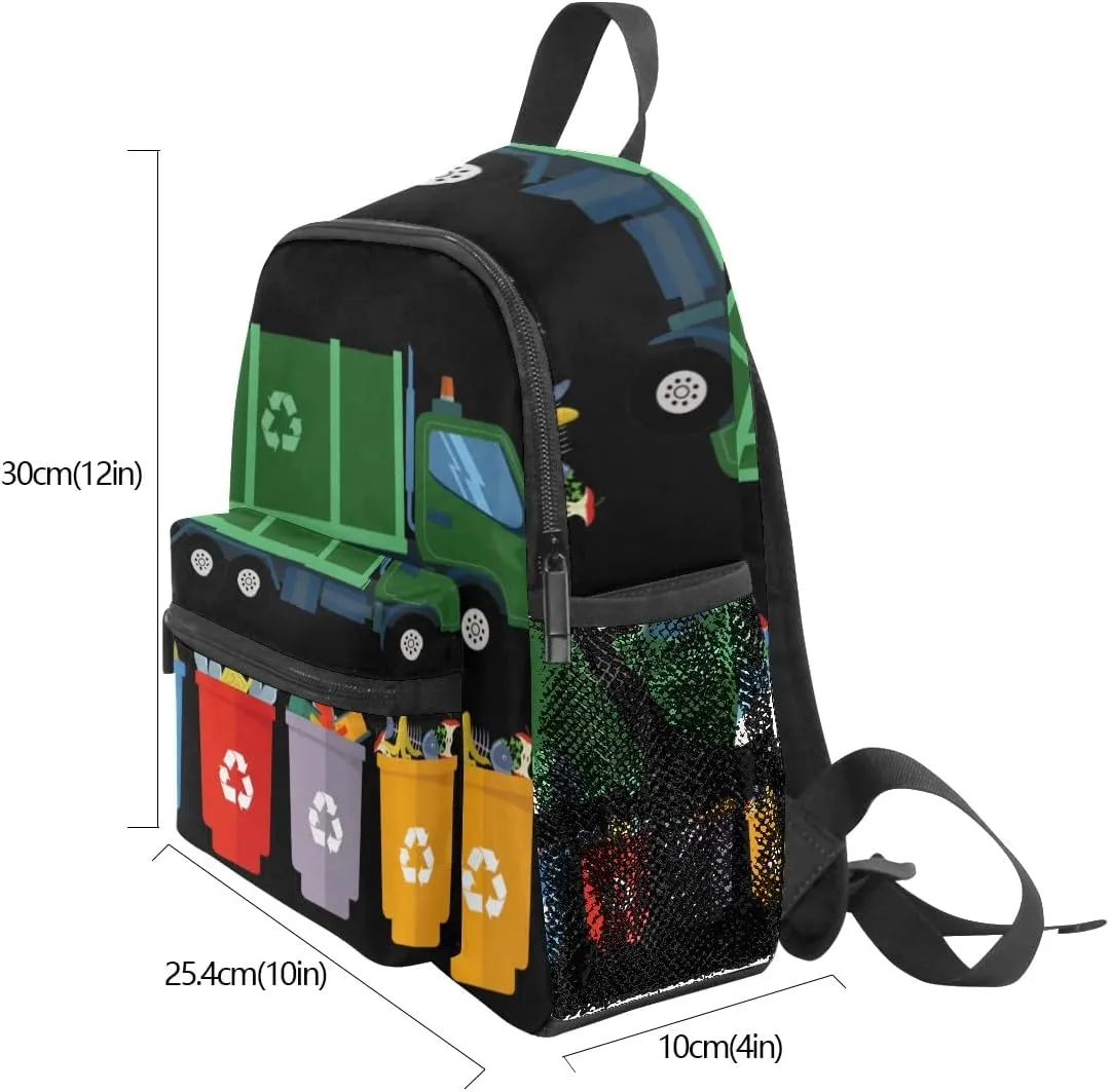 FCZ Kids School Bag Girls Boys Preschool Toddler Backpack for Boy Girl Lightweight Shoulder Book Bag for Kids Perfect Back Pack for Toddler to Kindergarten Garbage Truck Trash