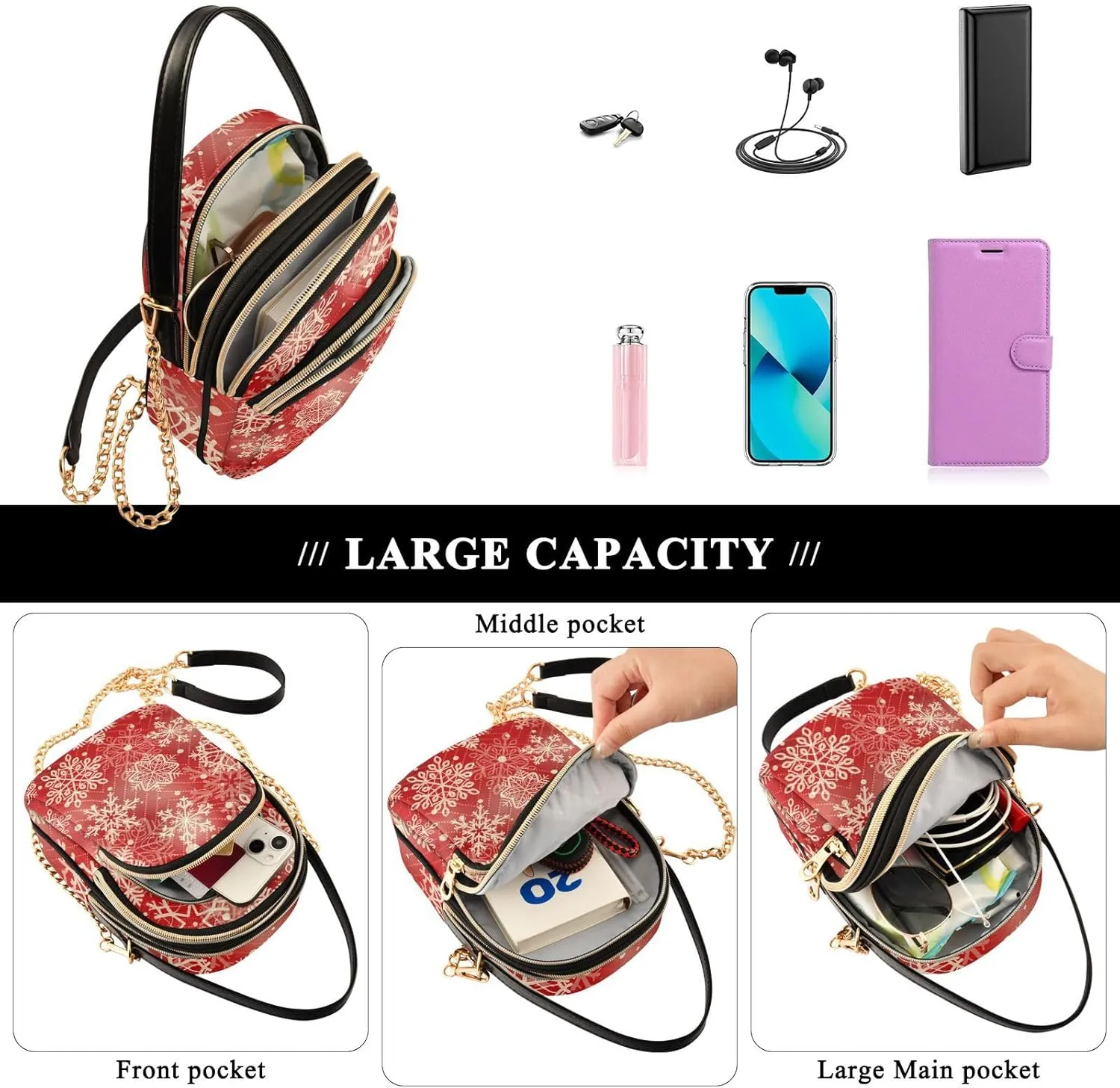 Festive Cell Phone Purse Crossbody Handbag Durable Shoulder Bag