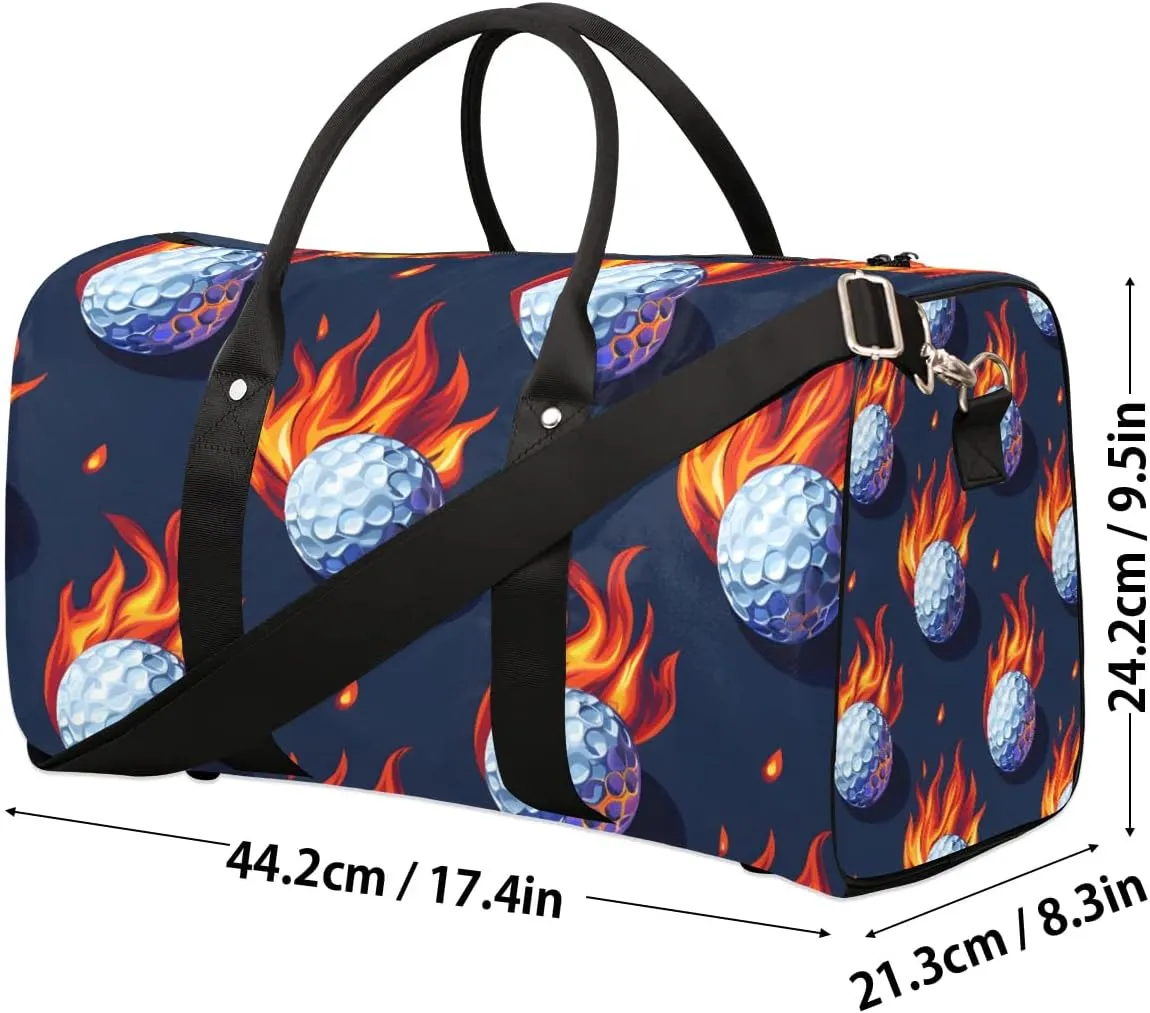Fire Golf Ball Foldable Lightweight Duffle Bag for Travel - Waterproof Carry On Bags for Airplanes, Travel Duffel Bags for Gym, Weekend