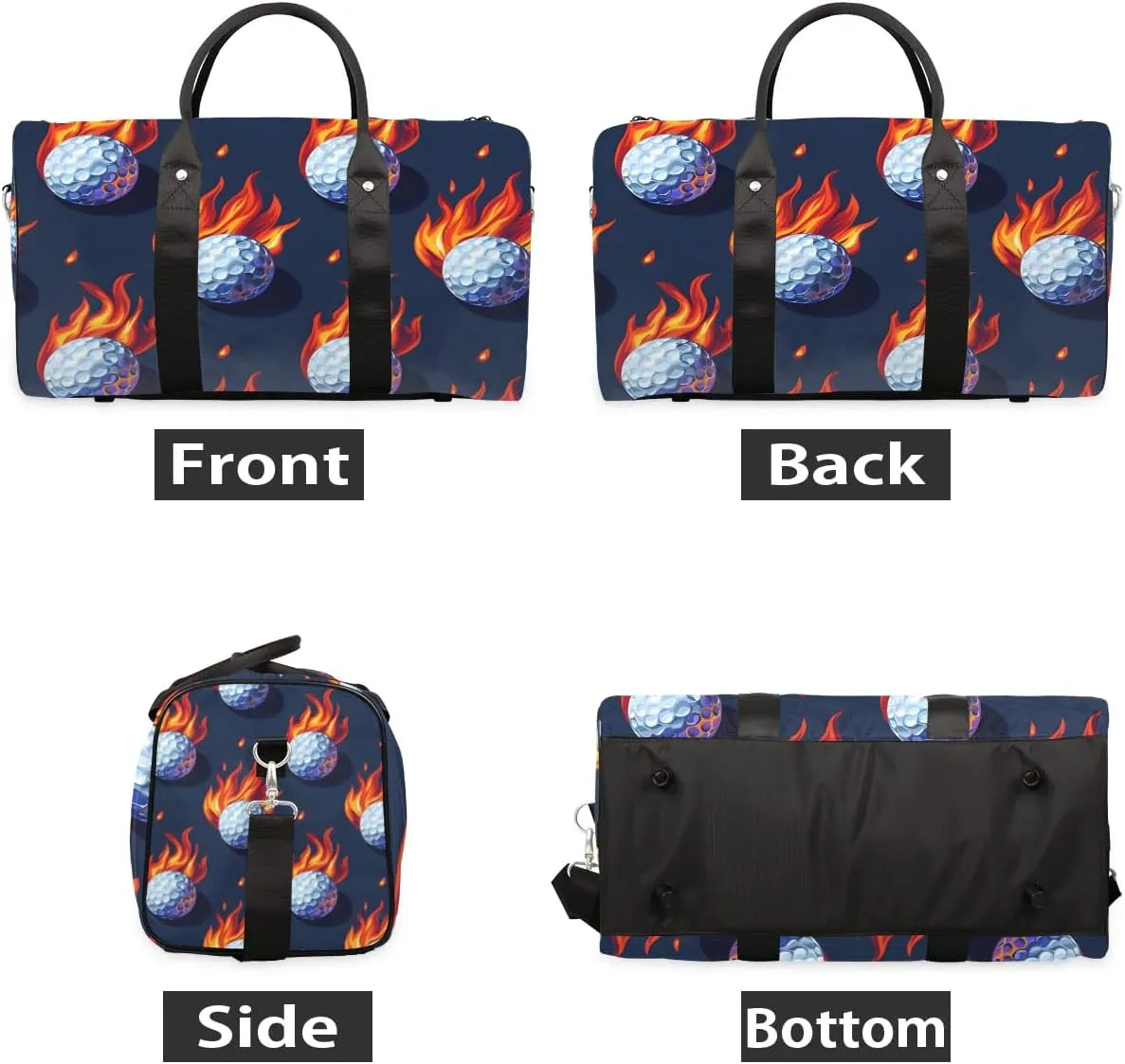 Fire Golf Ball Foldable Lightweight Duffle Bag for Travel - Waterproof Carry On Bags for Airplanes, Travel Duffel Bags for Gym, Weekend