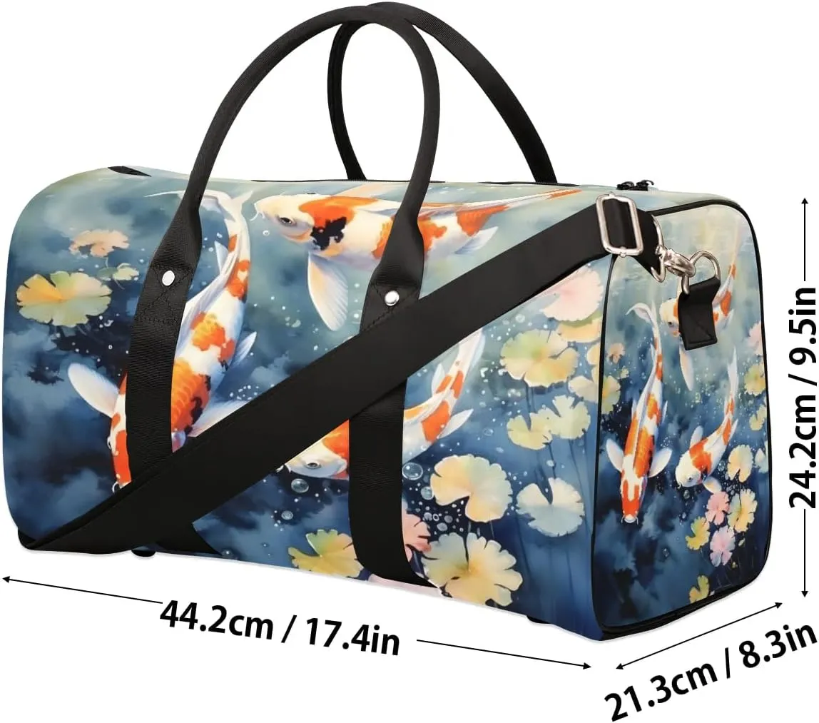 Fish Pond Foldable Lightweight Duffle Bag for Travel - Waterproof Carry On Bags for Airplanes, Travel Duffel Bags for Gym, Weekend
