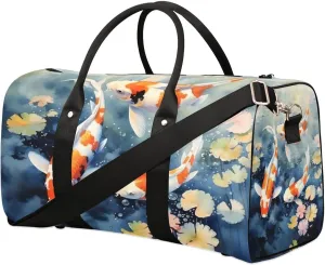 Fish Pond Foldable Lightweight Duffle Bag for Travel - Waterproof Carry On Bags for Airplanes, Travel Duffel Bags for Gym, Weekend