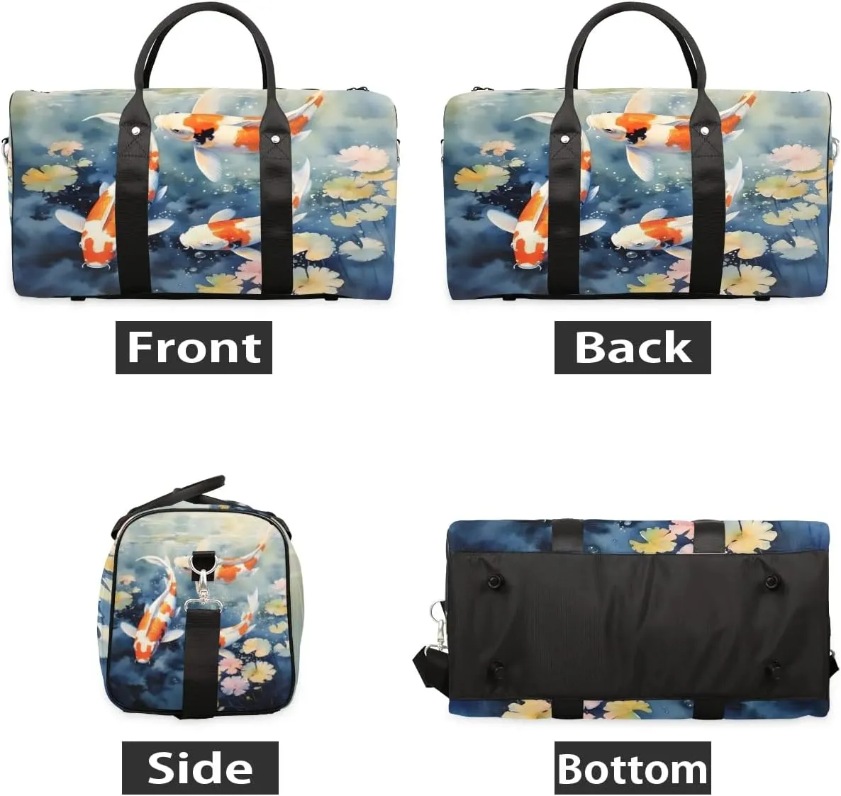 Fish Pond Foldable Lightweight Duffle Bag for Travel - Waterproof Carry On Bags for Airplanes, Travel Duffel Bags for Gym, Weekend
