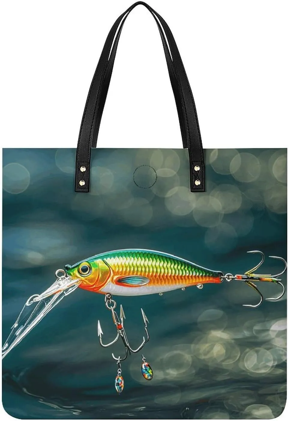 Fishing Lure Style Tote Bag Durable Water-Resistant Handbags Lightweight Tote for Travel Work Book