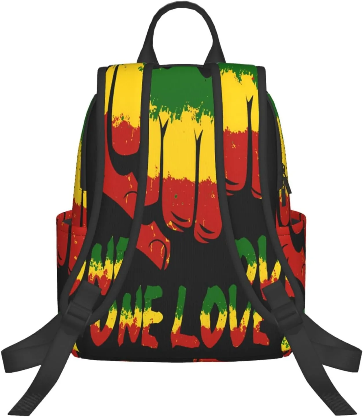 Fist One Loves Rasta Reggae Jamaica Roots Casual Backpacks Laptop Backpack Outdoor Travel Rucksack Sport Carry-On Daypack Lightweight Bag with Multi-Pockets